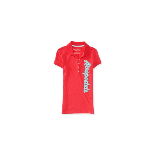 Aeropostale Womens Sequined Script Polo Shirt, Orange, Medium Aeropostale Polo