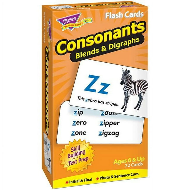 Trend Enterprises T-53009BN 3 par Consonnes Perceuse de Compétences Flash 72 Cartes