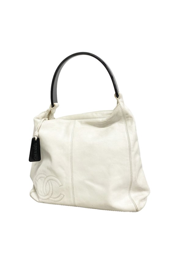 Pre-Owned Chanel Shoulder Bag, Leather, White, Women's