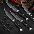 thumbnail image 2 of CoquusAid Steak Knives Set of 6, 4.8 Inch Non Serrated Razor-Sharp Durable Dinner knives with Rest, German Stainless Steel Damasc, 2 of 8