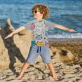 thumbnail image 3 of FORMRS Boys Rash Guard Short Sleeves Swim Shirt Quick Dry UPF 50+ Sun Protection, Sizes 3-12T, Cute Cat Pattern, 3 of 6
