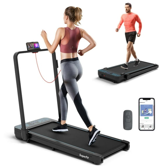 Costway 2 in 1 Folding Treadmill Walking Pad with Remote & APP Control and LED Display