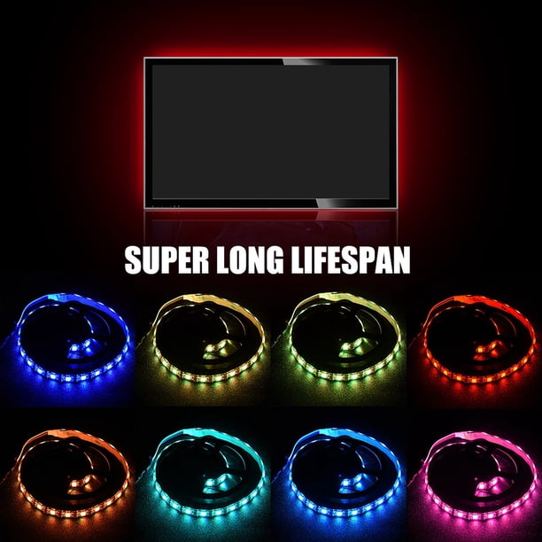 Tira de luces LED RGB Bling Bling USB 1,09 yd 120° resistente al agua con flash Control remoto 24 teclas