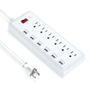 Poweradd 900 Joules Power Strip 6-Outlet Surge Protector with 6 USB Ports Extension Lead with 6 Feet Cord