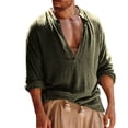 thumbnail image 3 of Chiccall Cotton Linen T Shirts for Men Casual Deep V Neck Long Sleeve Summer Beach Lightwieght Tee, 3 of 7