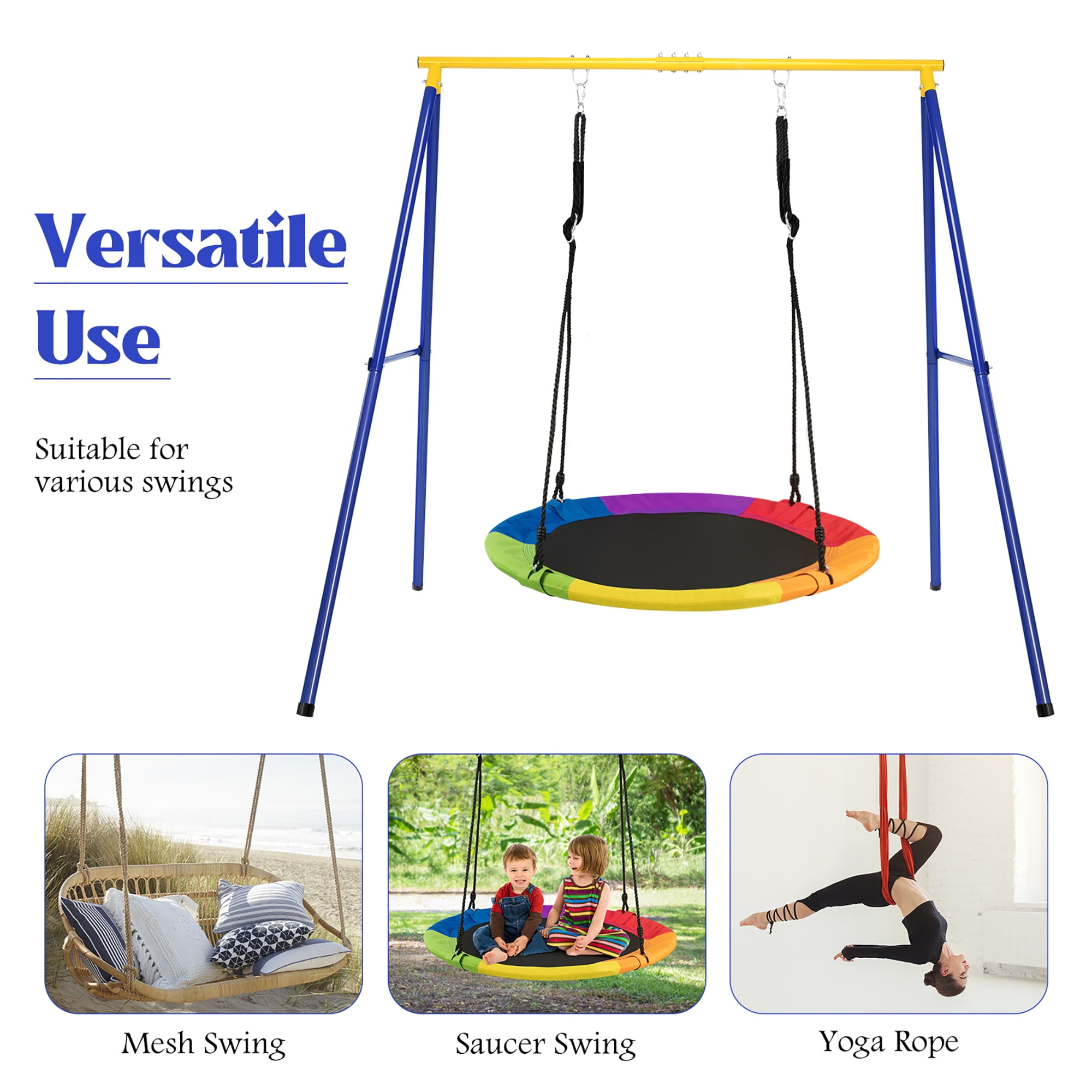 Costway 660 LBS Heavy-Duty Metal Swing Frame Extra Large Swing Stand for  Kids and Adults