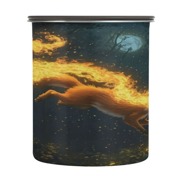 Wobogo Fire Fox Food Storage Jars 304 Food Grade Stainless Steel Canisters With Vacuum Airtight Lids for Coffee Snacks Nuts Cereal 900ML