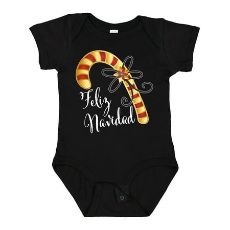 

Inktastic Feliz Navidad Red and Gold Candy Cane Gift Baby Boy or Baby Girl Bodysuit