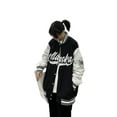 thumbnail image 5 of Franhais Women Oversized Baseball Jackets, Classic Letter Embroidery Long Sleeve Bomber Jackets, 5 of 9