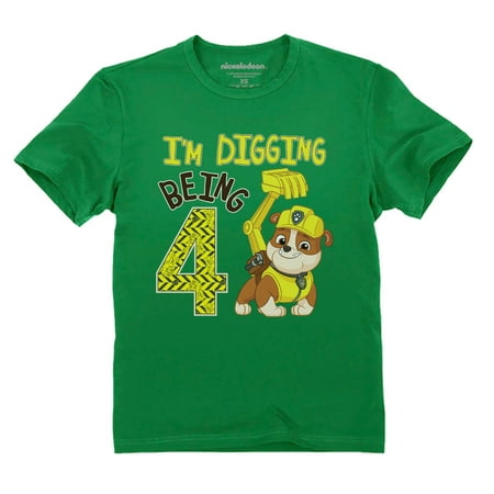 

Tstars - Paw Patrol Rubble Digging 4th Birthday Official Toddler Kids T-Shirt