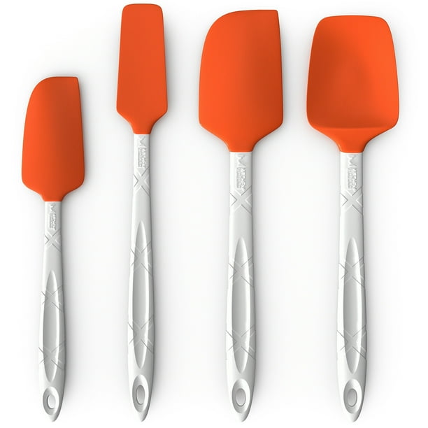 M Kitchen World Heat Resistant Silicone Spatulas Set Rubber Spatula Kitchen Utensils Non Stick For Cooking Baking And Mixing Ergonomic Dishwasher Safe Bakeware Set Of 4 Orange 4 Pie Walmart Com Walmart Com