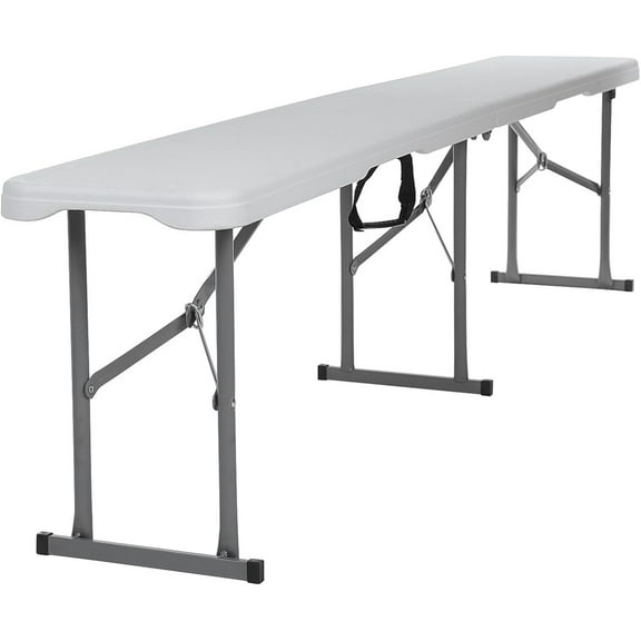 Foldable 6 Foot Bench Furniture, White, Plastic and Steel Frame, Easy to Open and Fold, No Assembly Required, Perfect for Indoor or Outdoor Use