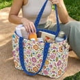 thumbnail image 2 of Pzuqiu Floral Large Capacity Quilted Tote Bag for Women, Reversible Blue Puffer Hobo Shoulder Bag, Lightweight Laptop Tote for Work, Travel, Shopping, College, Everyday Use, 2 of 7