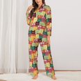thumbnail image 3 of Wukai Cute Cartoon Cat Print Women's Pajama Set - Soft Long Sleeve Sleepwear for Comfort and Style-Small, 3 of 9