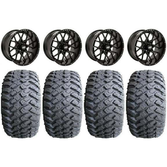 GTW Vortex 2 12" Golf Cart Wheels Black 23" Hammer Tires E-Z-GO & Club Car