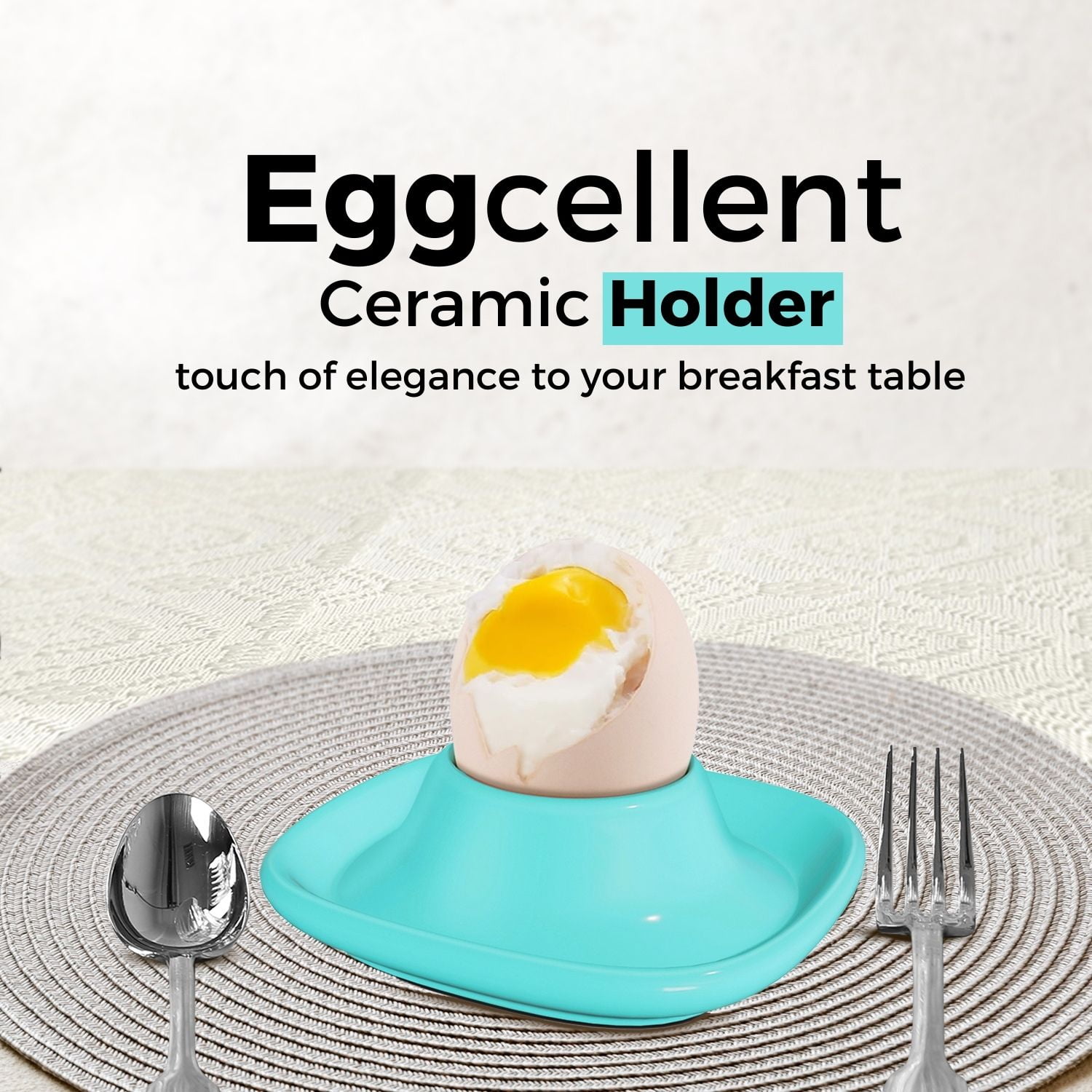 Ceramic Egg Cups Set of 6 Half Dozen Pack, Porcelain Hard Soft Boiled Egg Holder Keeper Container with Base, Stackable Serving Dish Plate Stand Serveware for Countertop Display Kitchen Home (Blue)