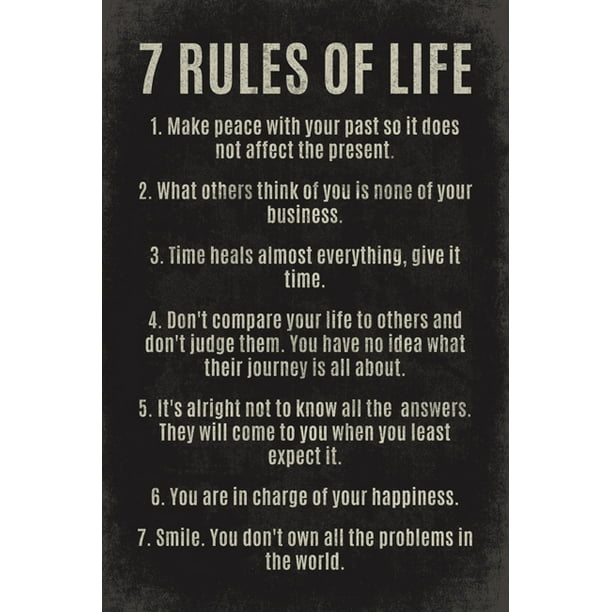 7 Rules Of Life, motivational poster print - Walmart.com