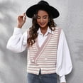 thumbnail image 2 of SWSMCLT Women's Button Fashion Loose Deep V Neck V Neck Sweater Vest Knit Soft Cute Asymmetrical Sweater Pink Large, 2 of 4