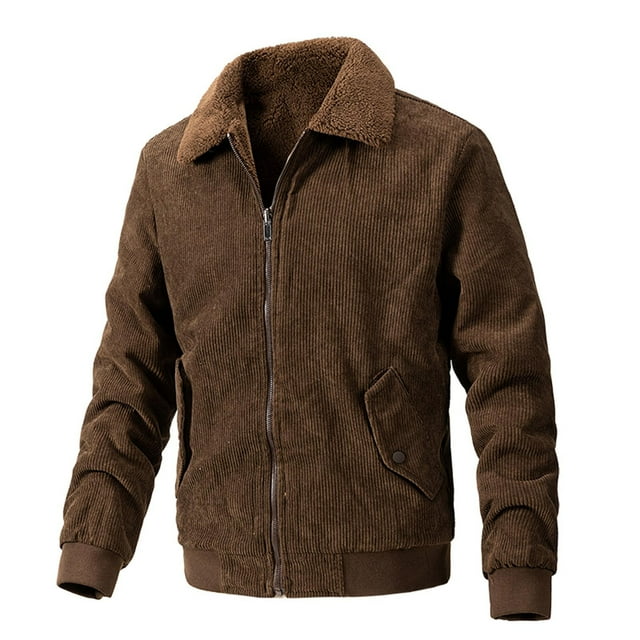 Birdeem Mens Zipper Closing Cardigan Carry Pockets Solid Color Long Sleeve Turn-Down Collar Jacket