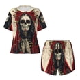 thumbnail image 4 of Lsque Gothic Skull With Roses Women's Short-Sleeved Pajama Set - 2 Piece Soft and Lightweight Sleepwear Set-X-Large, 4 of 9