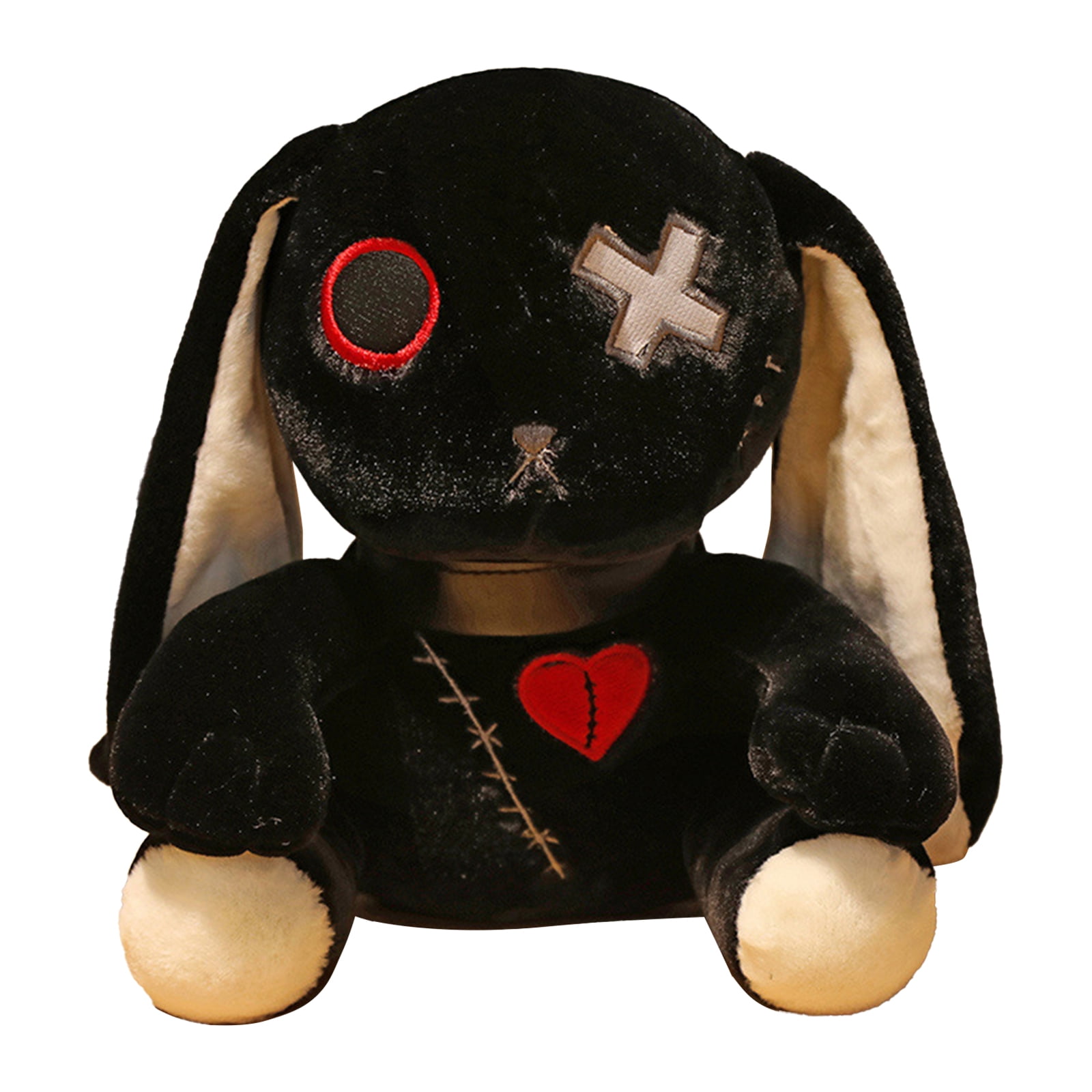 Dark Devil Black Rabbit Plush Toy Cross Eyes Punk Lolita Pink Bunny Stuffed  Animal Broken Heart Stitched Rag Doll Girl Gift
