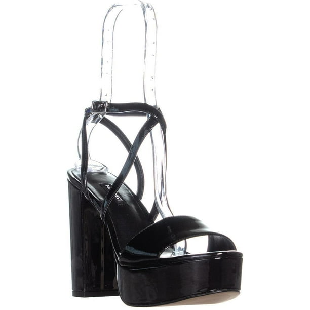 Nine West - Womens Nine West Markando Block Heel Platform Strappy Sandals, Black, 6.5 US