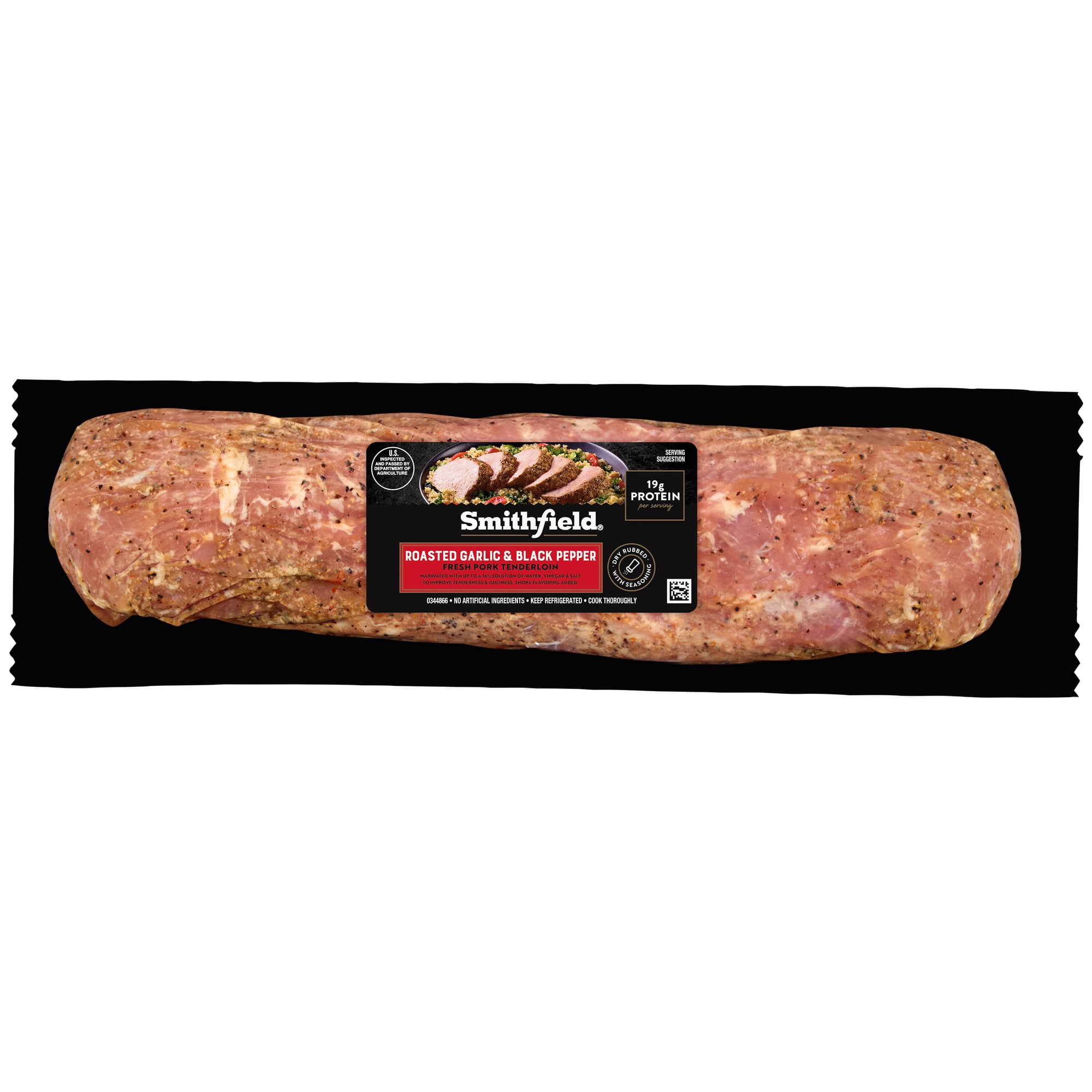 Smithfield Roasted Garlic & Cracked Black Pepper Fresh Seasoned Pork Tenderloin, 0.5–2.5 lb, 19 Grams of Protein per 4 oz Serving
