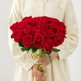 thumbnail image 2 of 12PCS Artificial Silk Flowers Realistic Roses Bouquet Long Stem for Home Wedding Decoration Party(Red), 2 of 6