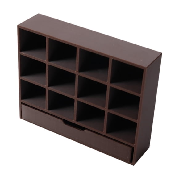Vitrina a escala 1/12, muebles en miniatura, modelo de dioramas, miniorganizador realista marrón oscuro
