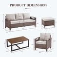thumbnail image 3 of Opohoro 6-Piece Outdoor Conversation Set with Patio Sofa, Coffee Table, Ottomans and Lounge Chairs, Beige, 3 of 11