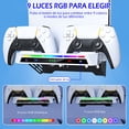 thumbnail image 4 of Kit de montaje en pared para PS5 (todas las versiones) con estación de carga para consolas PS5/PS5 Slim/PS5 Pro, luz LED RGB, soporte de pared metálico estable con indicador LED, 4 of 8