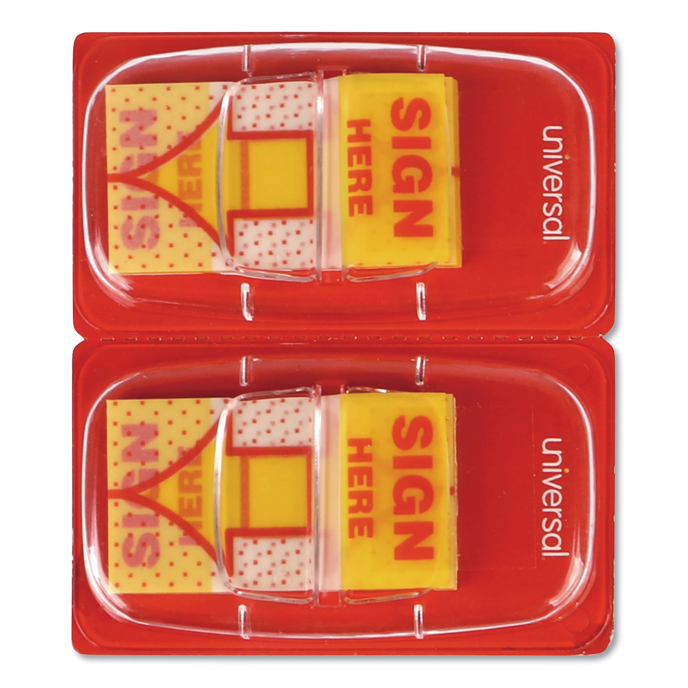 (2 pack) Universal Deluxe Message Arrow Flags, Sign Here, Yellow, 500/Pack