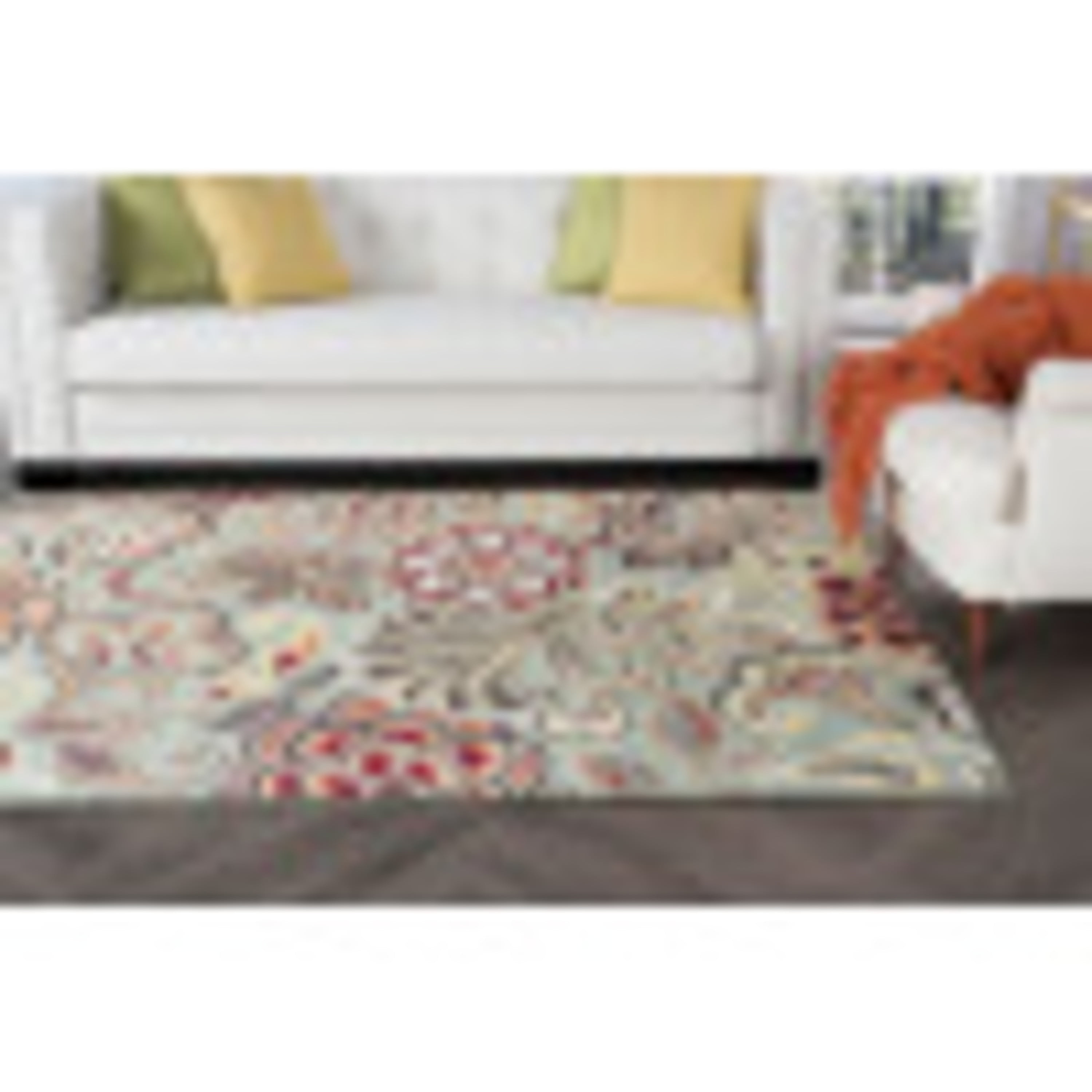 Deco Transitional 2' x 7.7' Seafoam and Red Polypropylene Indoor Area Rug