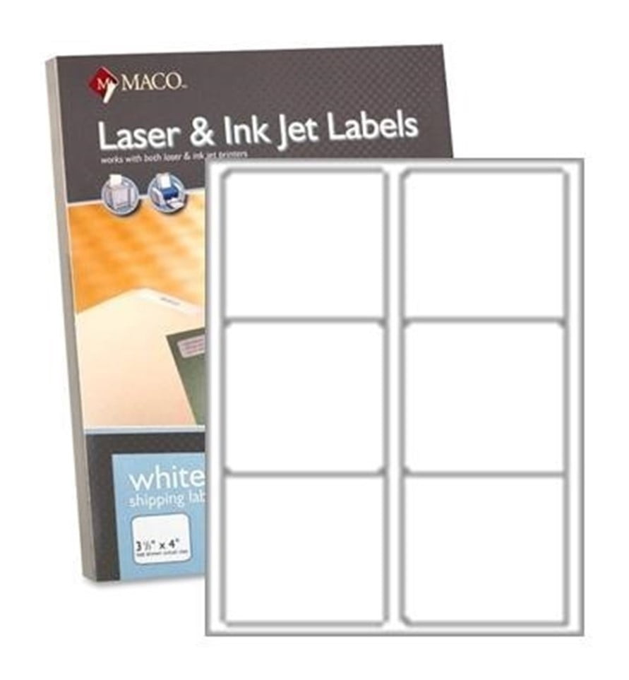 Laser/Ink Jet White Shipping Labels, 3-1/3 x 4 Inches, 6 Per Sheet, 600 ...
