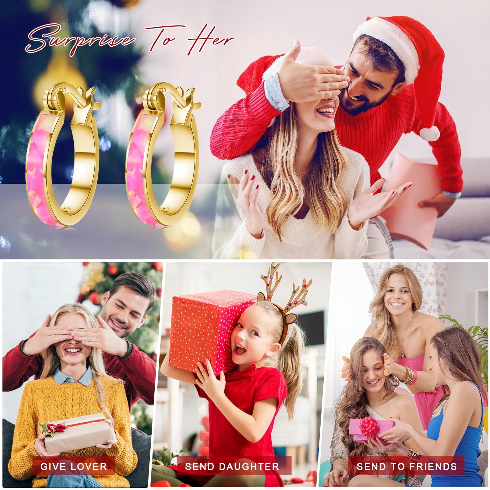 Coachuhhar Opal Hoop Earrings for Women 925 Sterling Silver Hypoallergenic Huggie Earrings Tiny Cartilage Earrings Mini Hoops Earrings Small Earrings Opal Jewelry for Mother's Day