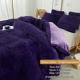 thumbnail image 3 of XeGe Luxury Plush Shaggy Duvet Cover Set, Ultra Soft 3 Pieces Fluffy Comforter Cover Set, Faux Fur Fuzzy Bedding Set (1 Furry Duvet Cover+2 Throw Pillow Shams), Zipper Closure (Queen, Purple), 3 of 7
