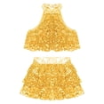 thumbnail image 3 of TSSOE Kids Girls Sleeveless Sequins Tiered Crop Top with Skirt Latin Jazz Modern Rumba Salsa Samba Gold 10, 3 of 7