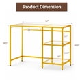thumbnail image 6 of 42" Modern Home Office Desk with 2 Open Shelves and Metal Frame, Computer Desk Laptop PC Work Table, Gold, 6 of 7