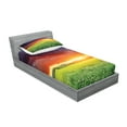 thumbnail image 2 of Ambesonne Colorful Fitted Sheet & Pillow Sham Set, Sunset Modern View, Twin, Multicolor, 2 of 2