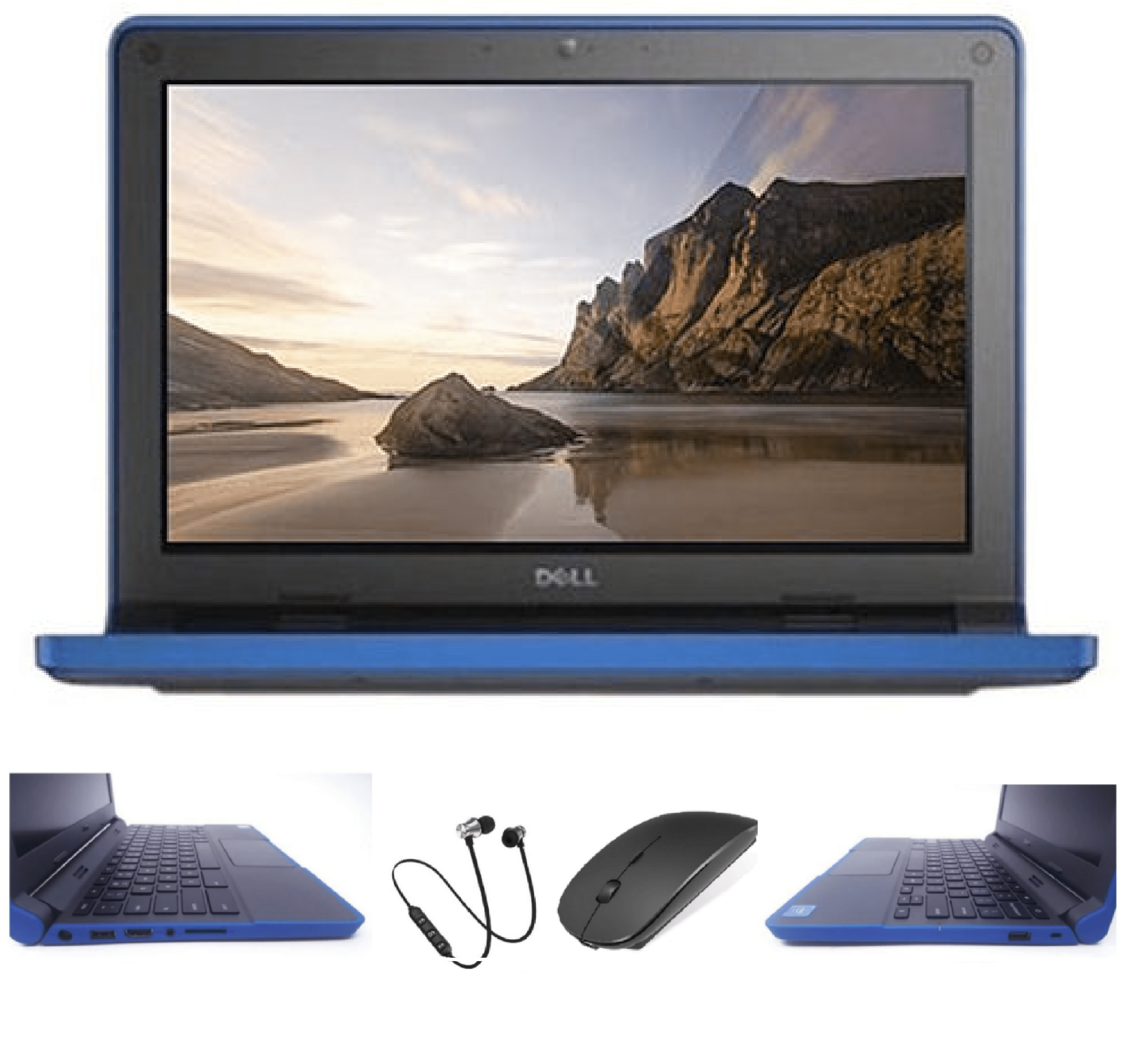 Refurbished Dell Chromebook 11.6inch 4GB RAM 16GB Blue Trim Laptop Bundle 1 Year Warranty