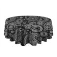 thumbnail image 5 of Black Paisley Pattern Round Tablecloth 60"x60",Wrinkle Wipeable Table Cloth for Kitchen Dining Room Picnic Patio Party, 5 of 6