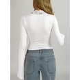 thumbnail image 6 of Women'S Lace V Neck Long Sleeve Going Out Tops White L, 6 of 8