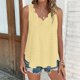 thumbnail image 2 of TaTaai Solid Color Women Tank Top Palace Lock Wave Edge Sleeveless Irregular V Neck Breathable Non See-through Machine Washable No Fading Casual Fashion Daily Top Gift, 2 of 8
