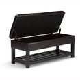 thumbnail image 6 of Simpli Home Cosmopolitan 44 inch Wide Rectangle Storage Ottoman Bench with Open Bottom in Tanners Brown Vegan Leather, 6 of 8