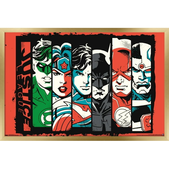 DC Comics - Justice League - Bars Wall Poster, 22.375" x 34", Framed