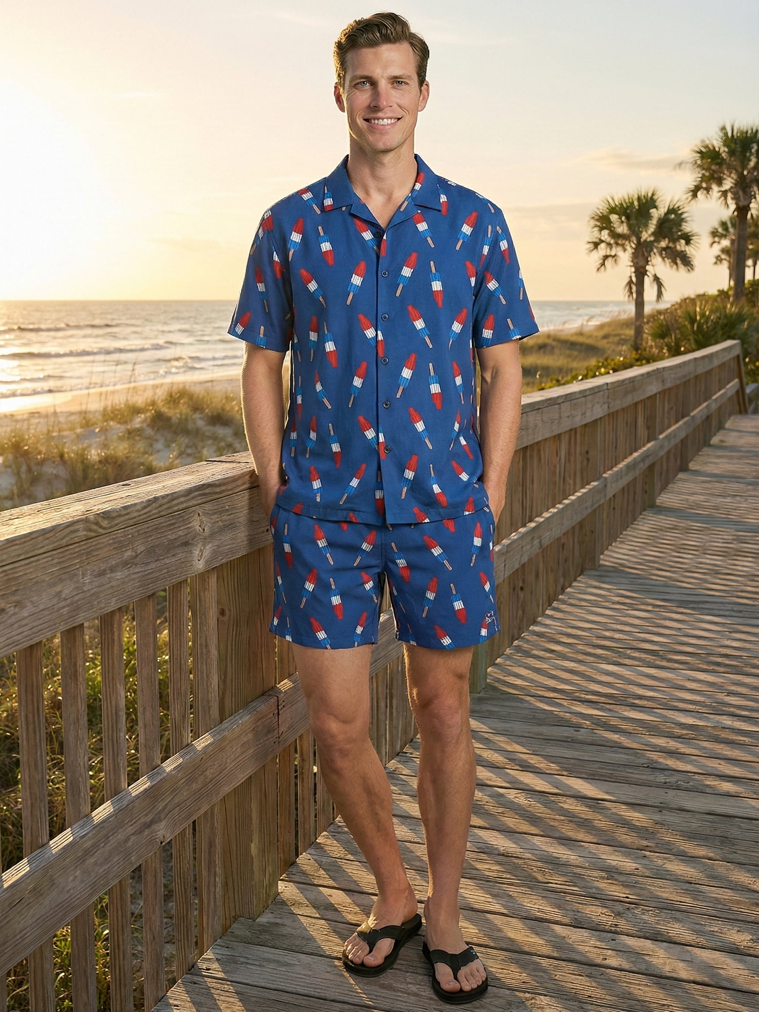 Birdie Bound Men's Printed Americana Bomb Pops Swim Trunks, Sizes S-3XL