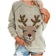 thumbnail image 5 of Womens' Christmas Santa Claus Printed Shoulder Length Long Sleeved Round Neck Top/shirt, 5 of 7
