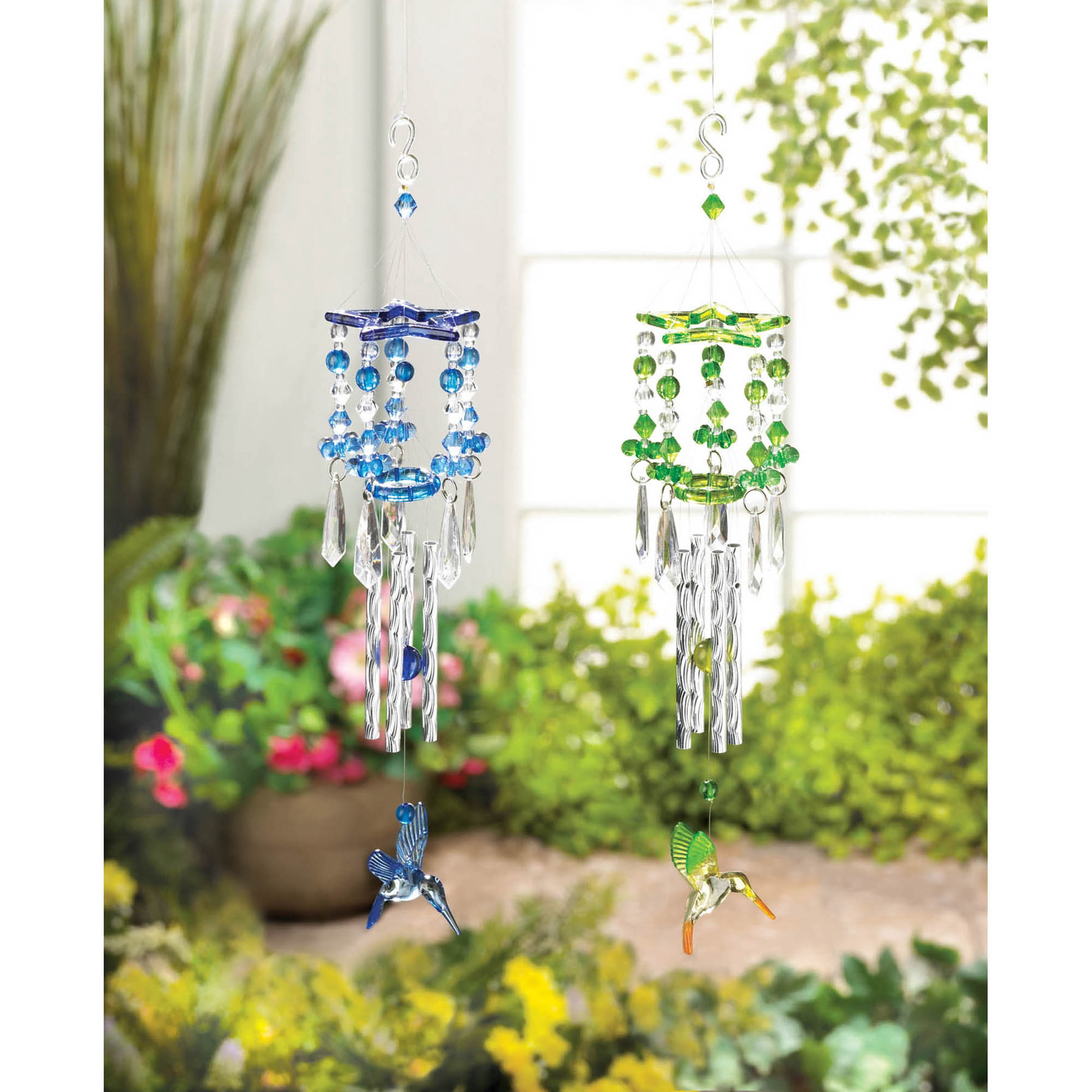 Zingz & Thingz Green Hummingbird Chimes 2.5x2.5x13"