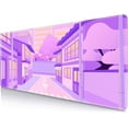 thumbnail image 2 of Cute Desk Mat Kawaii, Anime Mouse Pad, Japanese Tokyo Street Deskmat XL, Purple and Pink Large Gaming Mouse Pad, Extended Mousepad, Non-Slip Rubber Base Desk Pad for Office- 31.5 X 11.8 Inch, 2 of 7