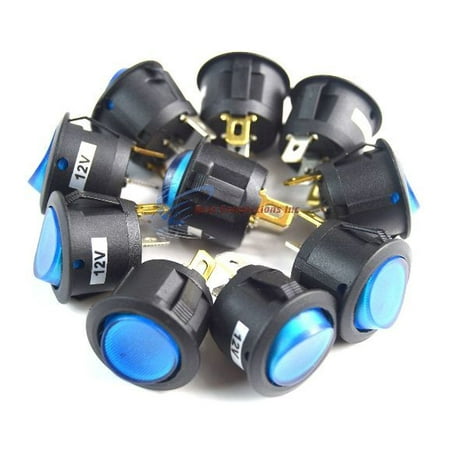 10 pieces Round Toggle Switch with Blue Color  LED 12 Volt Car Lighting